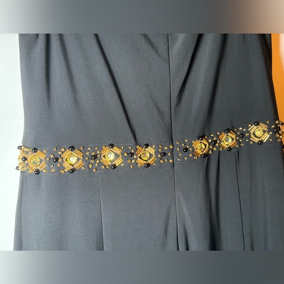 Decode Woman’s Beaded Black Evening Gown Size 4 NWT Gold Rhinestone Sequins - Picture 6 of 12